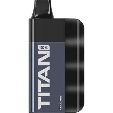 A Titan 10K big puff vape in the flavour cool mint on a white background