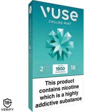 A pack of Vuse pods in the flavour chilled mint on a white background