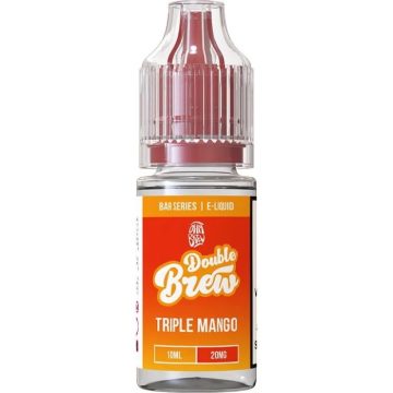 A 10ml bottle of Double Brew triple mango nic salt vape juice