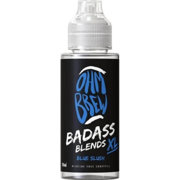 A 100ml short fill bottle of Badass XL e-liquid in the flavour blue slush