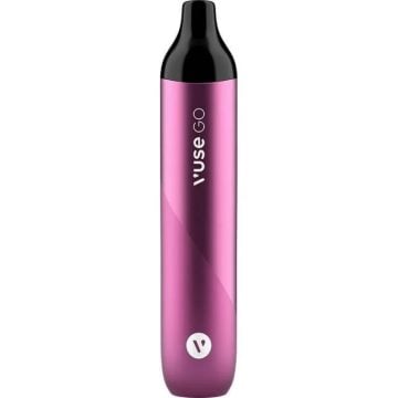 A purple Vuse GO Max nicotine free disposable vape on a white background