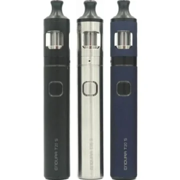 Three Innokin Endura T20-S vape pen kits in assorted colours on a white background