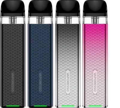 Four Vaporesso XROS 3 Mini in various different colours on a white background