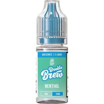 A 10ml bottle of Double Brew nic salt vape juice in the flavour menthol on a white background