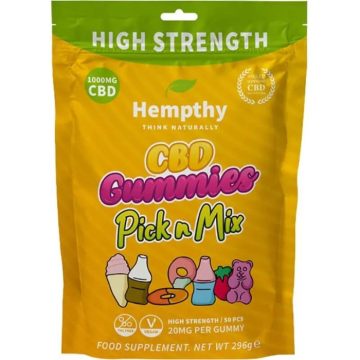 A bag of Hempthy CBD gummies in the flavour pick n mix