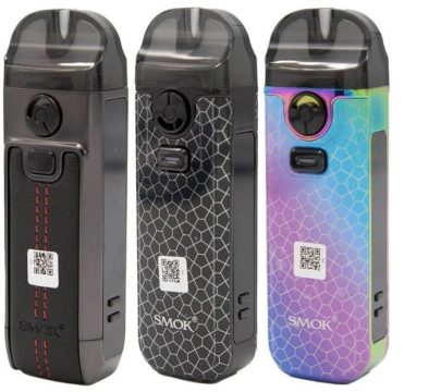 Three SMOK Nord 4 pod vape kits in assorted colours on a white background