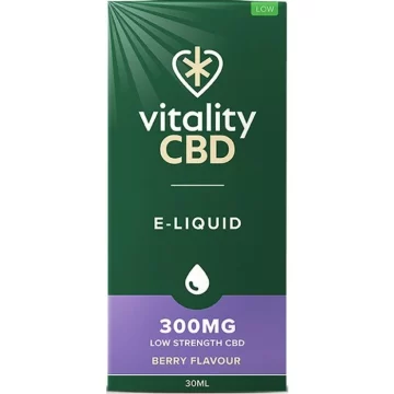 A box of Vitality CBD vape juice in the flavour berry