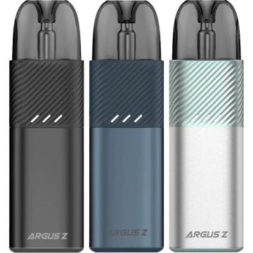 Three VOOPOO Argus Z pod vape kits in assorted colours on a white background