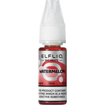 A bottle of ELFLIQ nic salt vape juice in the flavour watermelon