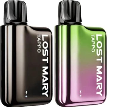 Two Lost Mary Tappo prefilled pod vape kits in different colour variations on a white background