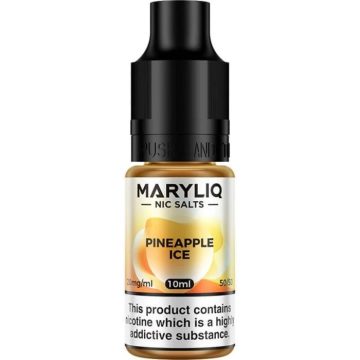 A 10ml bottle of MARYLIQ nic salt vape juice in the flavour pineapple ice