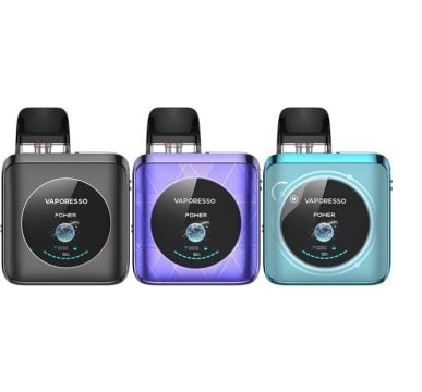 Three Vaporesso XROS 4 Nano pod kits in assorted colours on a white background