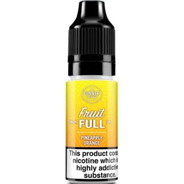 A bottle of Dinner Lady Fruit Full vape juice in the flavour pineapple orange