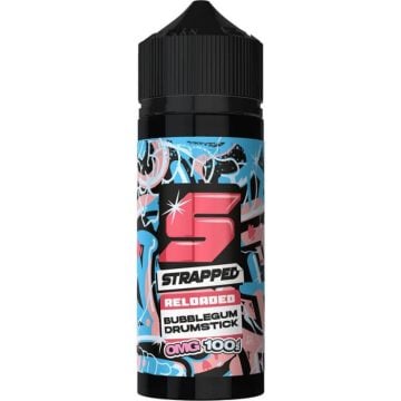 A Strapped 100ml short fill vape juice in the flavour bubblegum drumstick