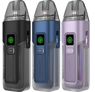 Three Vaporesso Luxe X2 pod kits in assorted colours on a white background