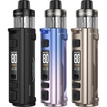 Three VOOPOO Argus Pro 2 refillable vape kits in assorted colours