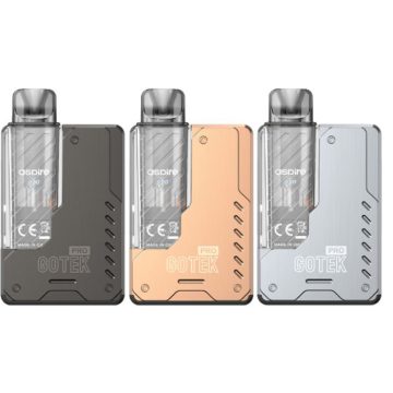 Three Aspire Gotek Pro pod kits on a white background