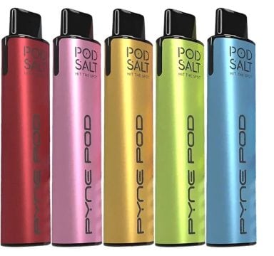 Five Pod Salt Pyne Pod vape kits in assorted colours