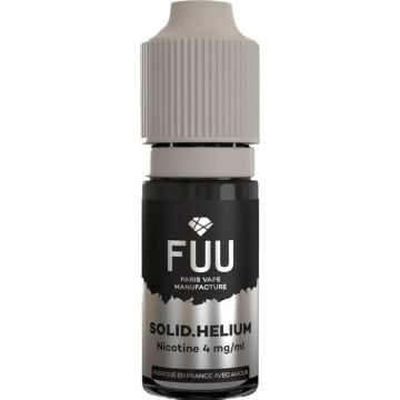 A 10ml bottle of FUU nic salt vape juice in the flavour solid helium on a white background