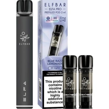 An Elf Bar ELFA PRO pod vape kit and two pods 