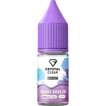A 10ml bottle of Crystal Clear Bar Salt berry breeze nic salt vape juice