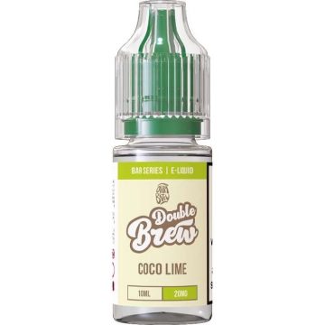 A 10ml bottle of Double Brew coco lime nic salt vape juice
