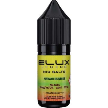 A 10ml bottle of ELUX Legend nic salts hawaii sunrise vape juice