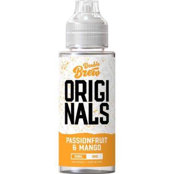A Double Brew Originals 100ml short fill vape juice in the flavour passionfruit and mango