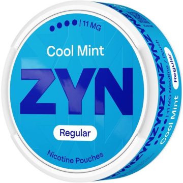 A can of cool mint ZYN nicotine pouches on a white background