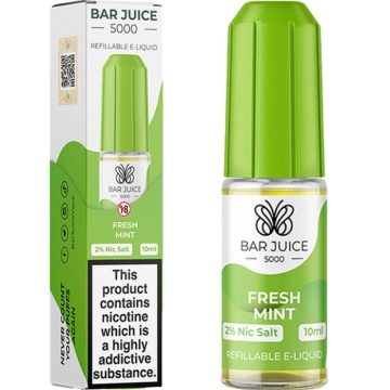 A bottle of fresh mint Bar Juice e-liquid on a white background