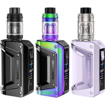 Three Geekvape Aegis Legend 3 vape kits in assorted colours