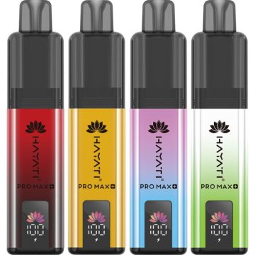 Four Hayati Pro Max Plus 6000 big puff vape kits in assorted colours