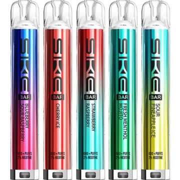 Five SKE Crystal Bar pod vape kits in assorted colours