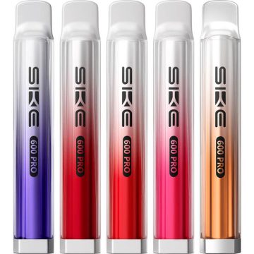 Five SKE Crystal 600 pod vape pens in assorted colours