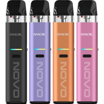 Four SMOK Novo Eco refillable pod vape kits in assorted colours