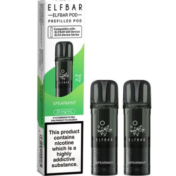 Two spearmint Elf Bar 600 vape pods on a white background