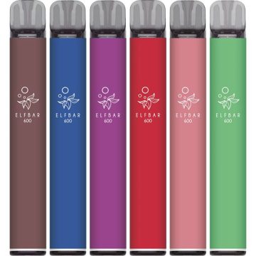 Six Elf Bar 600 pod vape kits in assorted colours