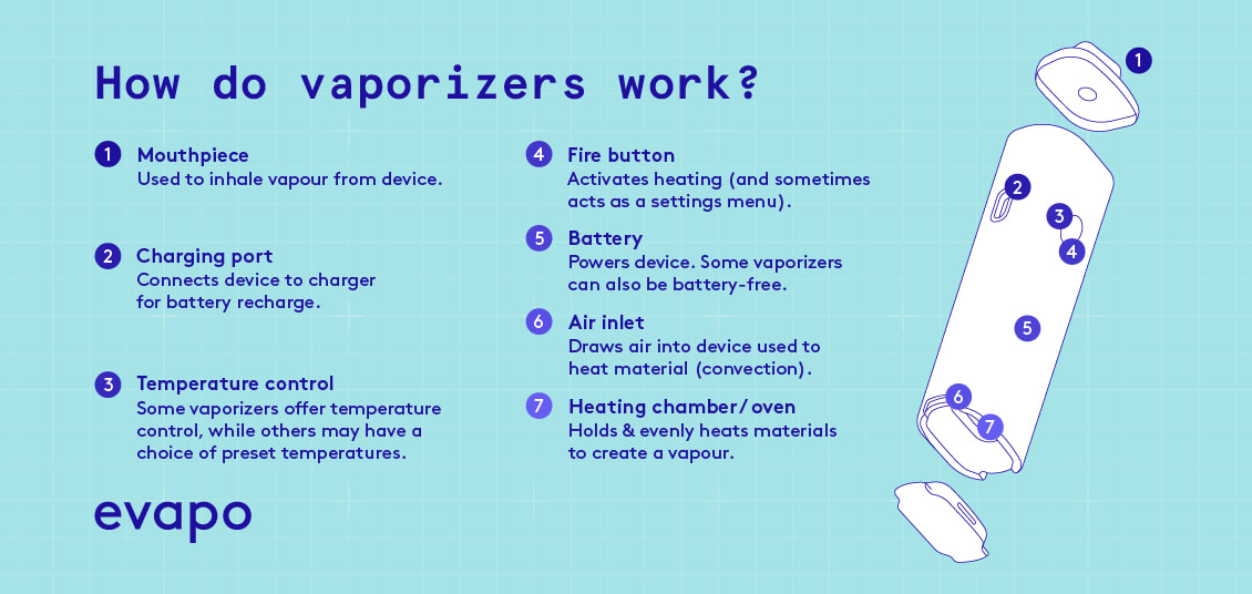 An infographic which outlines how vaporizers work